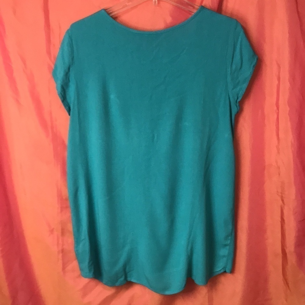NICOLE Miller Women’s Tunic Top Teal Embroidered Size L Sleeveless Lightweight - Picture 7 of 10